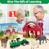 Farm Animals Toys for 1 2 3 4 5 Year Old Toddlers Girls Boys, Big Red Barn Farm with Figures Animals and Tractor Toys for Kids, Farm Playset Educational Learning Toys, Ideal Christmas Birthday Gifts