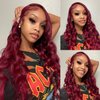 kysonty Lace Front Wigs Human Hair Pre Plucked Glueless Wigs Human Hair 180 Density 13x4 99j Burgundy Body Wave Lace Fornt Wigs Human Hair for Black Women 20 Inch