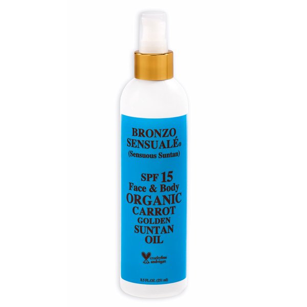 Bronzo Sensuale SPF 15 Sunscreen Protective Golden Tanning Organic Carrot Oil 8.5 Ounces
