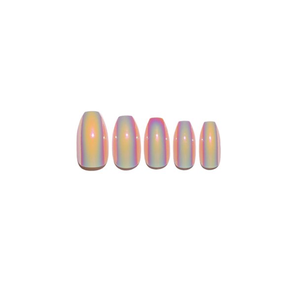 Static Nails Reusable Pop-On Manicure Set, Non-Damaging Glue-On Nails (Peach Fizz Coffin) - False Nails with Static Nail Glue, Nail Set, Fake Acrylic Press On Nails