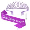 Semato 30th Birthday Sash & Rhinestone Tiara Kit- Purple 30th Birthday Gifts for Her Happy 30th Birthday Party Favors