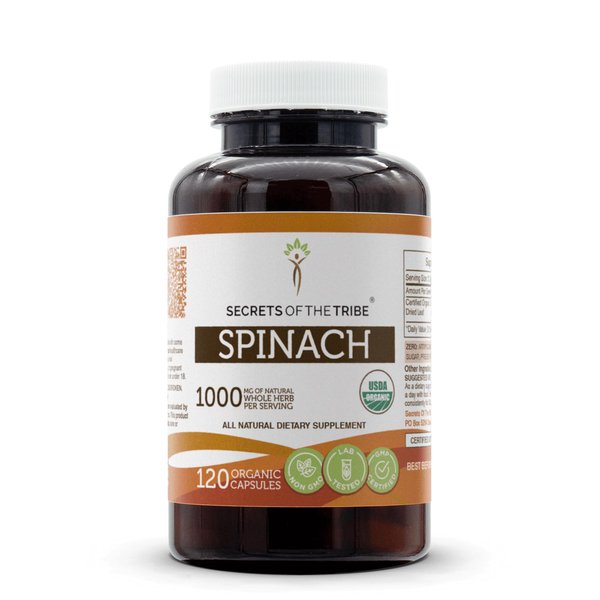 Secrets of the Tribe Spinach USDA Organic 120 Capsules, 1000 mg, Organic Spinach (Spinacia oleracea) Dried Leaf (120 Capsules)