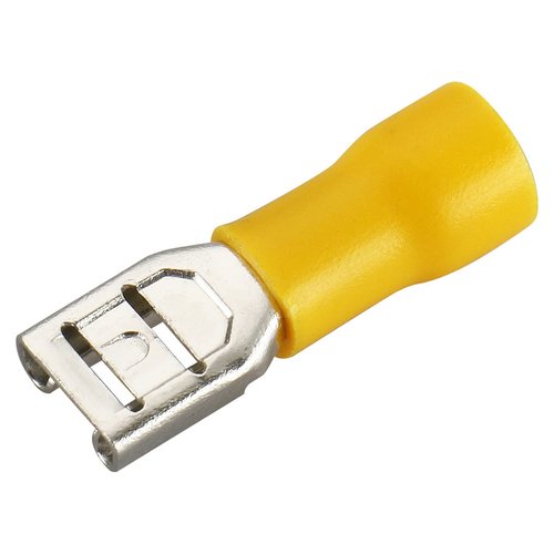 Baomain 1/4" Female Quick disconnects Vinyl Insulated Spade Wire Connector Electrical Crimp Terminal 12-10 AWG Yellow (100PCS)