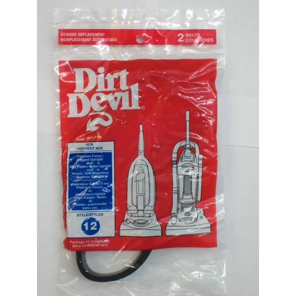 Royal Dirt Devil Style 12 Vacuum Belts Platinum Force Ultra Vision Turbo 4pk