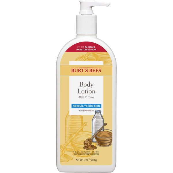 Burts Bees Body Lotion for Normal to Dry Skin with Milk & Honey, 12 Oz (Package May Vary)