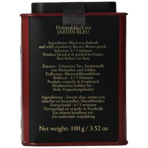 Dammann Freres Loose Leaf, Jardin Bleu, Premium Gourmet French Black Tea, Blend Strawberry, Rhubarb Flavors, 3.52 Ounce Tin