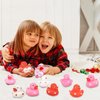 kockuu 20pcs Rubber Ducks with Cards Gift Valentines Day Party Favors Small 2.36” Assorted Pink Red White Squeaky Duckies in Bulk with Love Heart Cards Treats Giveaways for Kids Cupcake Topper