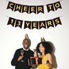 CHEERS TO 13 YEARS Banner, Pre-Strung, Black Gold 13th Birthday and Anniversary Party Decorations, Happy 13th Birthday Banner, Thirteen Anniversary Party Banner, 13 Year Old Blessed & Loved Banner