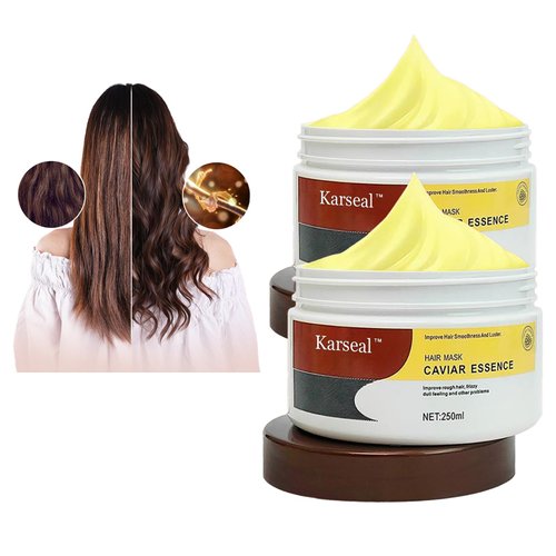 Karseal Caviar Essence Hair Mask - 16.9 oz 500ml (2 Pack), Hair Treatment Deep Repair Conditioning for Dry Damaged Hair All Hair Types, Rich In Collagen, Proteins & Vitamins, Make Hair Smooth & Shiny