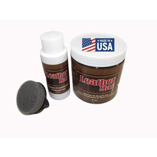 Furniture Leather Max Leather Restorer and Refinish Kit / 8 Oz Restorer / 2 Oz Conditioner/Sponge (Leather Repair) (Vinyl Repair) (Mahogany)