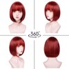 Short Red Bob Wigs With Bangs - Straight Red Bob Wig for Women Red 12inch Synthetic wig Heat Resistant Fiber Hair Natural and Stylish Look Suitable for Cosplay Parties