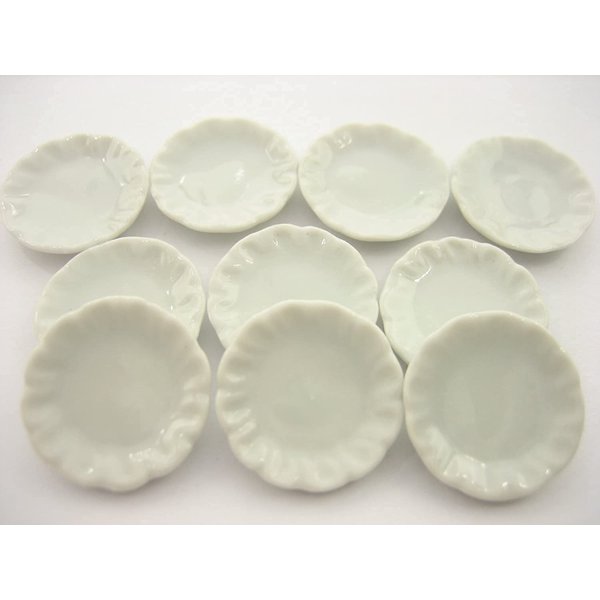 1shopforyou 10 x 30 mm.(3.ocm) White Scallop Plate Dish Dollhouse Miniature