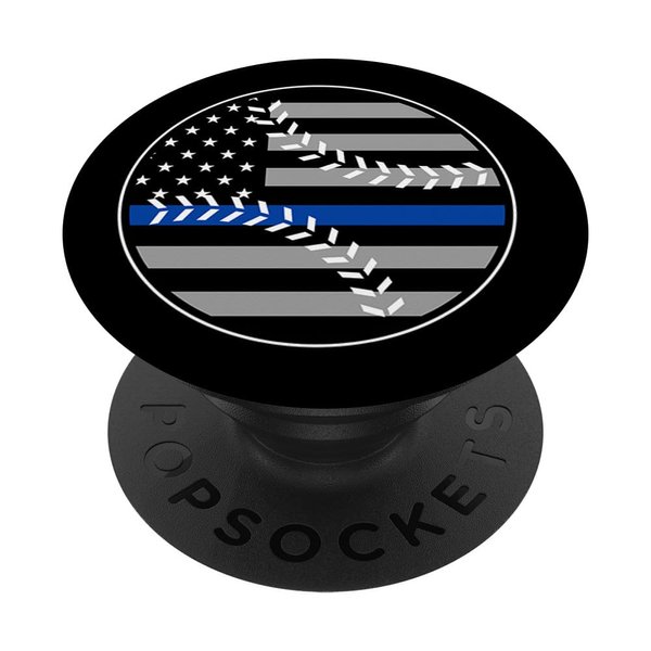 Baseball Flag Blue Line Vintage Police Sport Patriotic PopSockets Swappable PopGrip