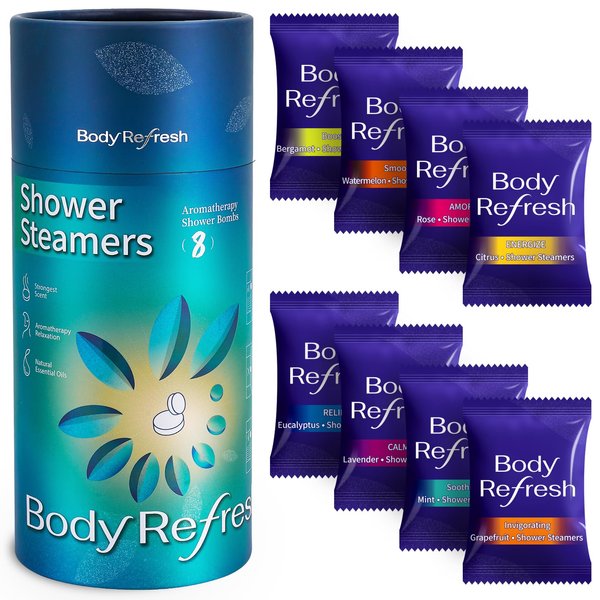 BodyRefresh Shower Steamers Aromatherapy - 8 Pack Shower Bombs with Essential Oils, Self Care Birthday Gifts for Women Men, Gifts for Mom Her Him, Mothers Day Gifts for Wife Mom from Daughter