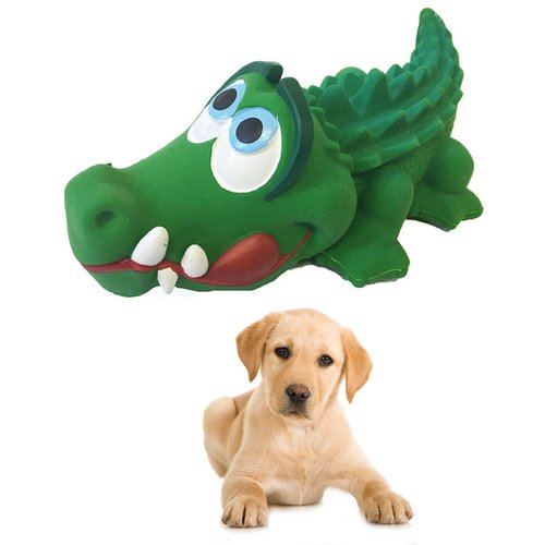 Crocodile Sensory Dog Toy Natural Rubber (Latex), Lead-Free & Chemical-Free, Handpainted, Soft & Squeak