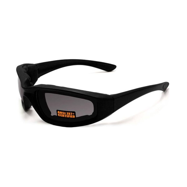 MAXX NEW YORK SS1 2017 Foam Padded Motorcycle Riding Sunglasses TR90 Black Frame w/Smoke Lenses