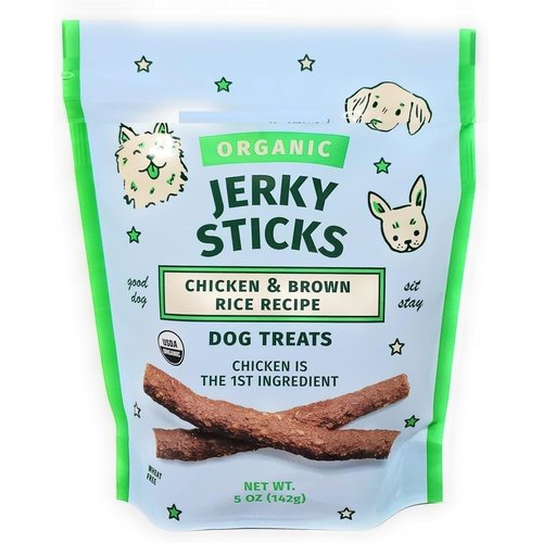Organic Jerky Sticks Chicken & Brown Rice Recipe Dog Treats 5oz/142g - (Pack of 2)