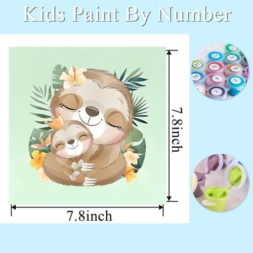 bleihum 4 Pack Paint by Numbers for Kid Ages 4-8,Animals Paint by Number Kits for Kids, DIY Animal Oil Painting Suitable for Home Decoration (8x8inch)