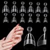 LIONVISON Short Almond Nail Tips Half Cover, 600PCS Extra Short Almond Soft Gel Nail Tips, Pre-shaped Clear False Nails with Handles for Acrylic Nail Salon with Box 12 Sizes