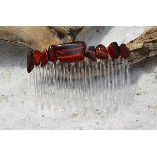 Red Tiger's Eye Stone Hair Comb