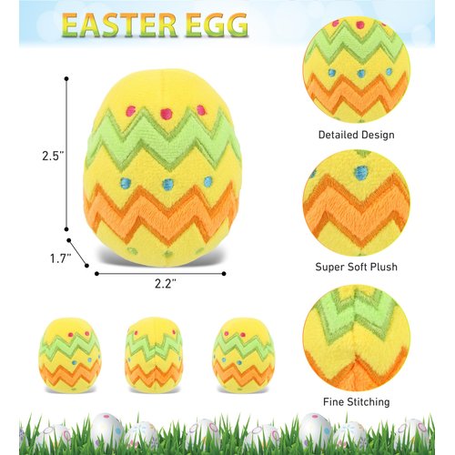 DolliBu Easter Egg Plush Stuffed Toy - Soft Yellow Huggable Egg Plush, Adorable Playtime Easter Egg Plush Toy, Cute Cuddle Gifts, Super Soft Plush Doll Egg Toy for Kids and Adults - 2.5 Inches