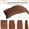 Clip in Hair Extensions Auburn Straight Thick 20 Inch Human Hair Clip in Extensions Invisible Natural Soft Fine Auburn Brown Clip in Real Hair Extensions 70g 7pcs