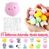 LUKBERA 28 Packs Kawaii Animals Mochi Squishy Toys with Valentines Day Gift Cards, Squishies Stress Relief Fidget Squeeze Toys for Kids Classroom Exchange Gifts School Prizes Valentine Party Supplies