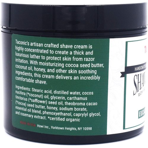 Taconic Shave, All Natural Shave Cream – Highly-Concentrated, Shaving Cream for Men and Women – 4 oz. Moisturizing Shaving Cream Tub with Skin Soothing Ingredients – Cooling Eucalyptus & Mint