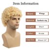 Wiwige Blonde Afro Wig for Men Short Curly Halloween Disco Rock Wig Heat Resistant Synthetic Wigs with Wig Cap