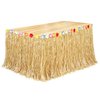 Fovths Luau Grass Table Skirt Natural 9 Feet x 29.5 Inch Hawaiian Table Skirt for Tropical Hawaiian Party Decorations Luau Party Costume Party, Straw Yellow