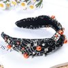 HIFANMM Halloween Headband Gemstone Beads Hair Band for Women Girls, Silver Spider Web Hair Accessories Wide Knotted Black Headbands Halloween Party Costume Cosplay Supplies Decoration