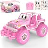 NQD Pink RC Cars with DIY Stickers, Remote Control Car for Girls, 80 Min Play Jeep 2.4GHz Off Road RC Trucks, Birthday Christmas Little Girl Toys Gifts for 3-8 Years Old