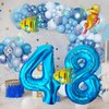 40 Inch Under the Sea Blue Number 8 Balloon, Mini Sea Animal Balloons Ocean Animal Foil Balloon, Seahorse Fish Balloons for Boys Girls Sea Theme 8th Birthday Baby Shower Party Decoration