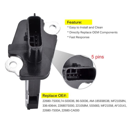 FAERSI 22680-7S000 AF10141 for 2003-2014 Altima & 2006-14 Maxima & 07-13 Sentra & 05-15 Xterra & 2003-2015 Murano | Infiniti 08-13 G37 & 05-08 G35 & More MAF Mass Air Flow Sensor