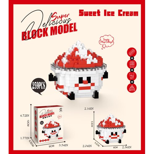Elegrafy Happy Food Cute Food Series Mini Bricks Micro Building Kit Toys Desktop Ornaments Compatible Nano Kids (Sweet Ice Cream)