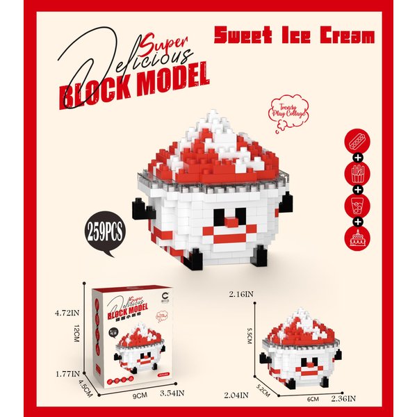 Elegrafy Happy Food Cute Food Series Mini Bricks Micro Building Kit Toys Desktop Ornaments Compatible Nano Kids (Sweet Ice Cream)