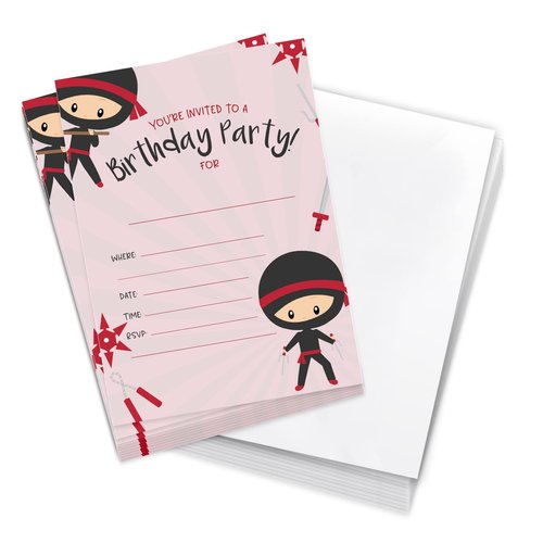 Desert Cactus Ninja Boy Style 1 Happy Birthday Invitations Invite Cards (10 Count) With Envelopes Boys Girls Kids Party (10ct)