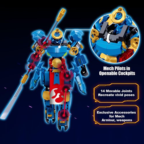 HIGH GODO Samurai Mech Warrior Model Building Sets, Robot with Long Spears and Openable Cockpits Building Blocks Toy Set, 230 Pieces Creative Collectible Gift for Adults Man Teens Boys 6+