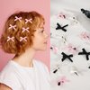 XLSXEXCL 60 Pcs Mini Bowknot Hair Clips for Women Girls Bow Hair Clips Solid Color Hair Ribbon Alligator Clips Barrettes Hair Accessories (Black Pink White)