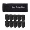 TopTie 10 Pack Custom Facial Spa Headband - Add Your Own Design, Black Makeup Headband with Magic Tape