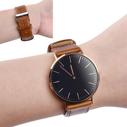 Ritche 20mm Classic Genuine Watch Band Quick Release Vintage Leather Watch Strap Black Genuine Leather Watch Bands for Omega x Swatch Moonswatch for Men Women, Valentine's day gifts for him or her