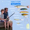 Fishing Lures Tackle Box Bass Fishing Kit Including Animated Lure,Crankbaits,Spinnerbaits,Soft Plastic Worms, Topwater Lures,Hooks,Saltwater & Freshwater Fishing Gear for Bass,Trout, Salmon.