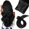 clip in Hair Extensions Natural Black Real Human Hair 16inch 30g 5pcs to add volume Remy Human Hair Extensions