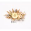 Natural dried flowers ivory hair comb, ivory cream dried flowers rustic hair piece (ivory)