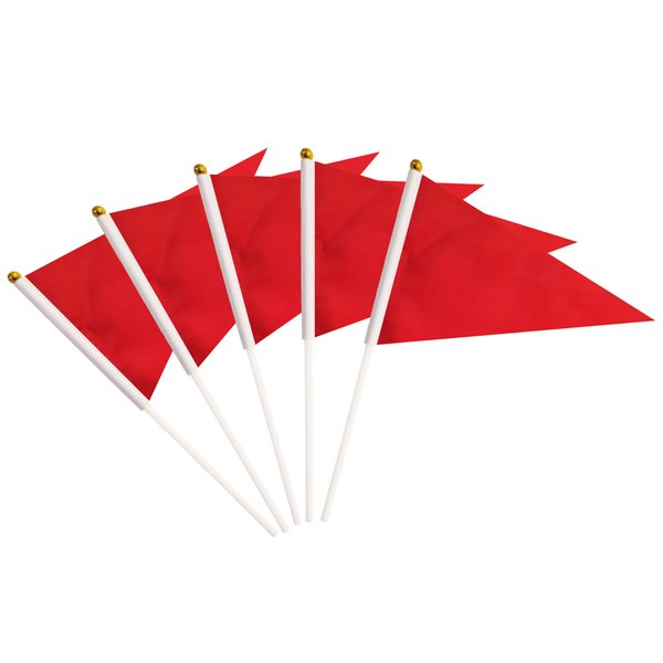 25 Pack Red Pennant Flags Small Mini Hand Held Solid Color Pennant DIY Graffiti Flags On Sticks,Party Events Celebration,School,Grand Opening,Kids Birthday,Sports Clubs,Flower Pot (Red)
