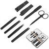 Fangze Tweezers and Fingernail Clippers - 8pcs Tweezers Nail Clippers Set Stainless Steel Manicure Set with Tweezers for Men Women, Tweezers and Fingernail Clippers with Case