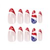 4th of July Press on Nails Medium Almond Independence Day Fake Nails Red Glitter French Tip False Nails With Star Designs Full Cover Stick on Nails Acrylic Patriotic Artificial Nails for Women 24Pcs
