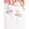 Kercisbeauty 2pcs Pearl and Leaf Silver Hair Piece for Women and Girls Wedding Bridal Hair Pins Hair Jewelry