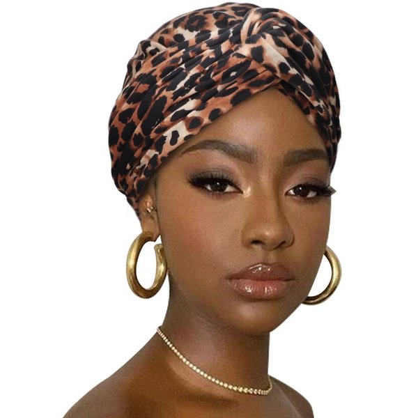 DRESHOW African Turban for Women Knotted Hairwraps for Sleeping Headwraps Turban Stretch Jersey Head Scarf for Black Women Chemo Cancer Cap