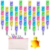 Odowalker 32pcs Stackable Pencils Plastic Bear Pencils Kids 5 in 1 Stacking Colored Pencils with Turtle Erasers and DIY Blank Bag For Kids Children Birthday Party Supplies School Fun Equipment